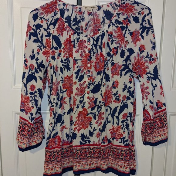 ❤️ EUC Artisan NY floral boho blouse - Picture 3 of 7